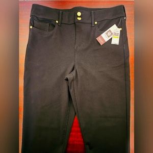 Anne Klein High Rise Skinny Pants Jeans Gold Buttons Size 14